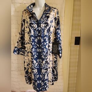 Tuckernuck Navy and Cream Floral Dress